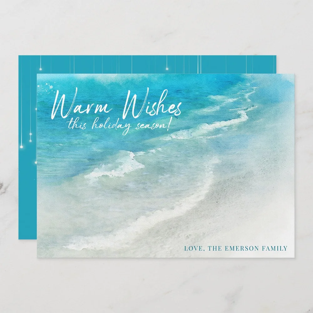 Beach Christmas Cards 2023 Coastal Holiday Cards Tropical Christmas